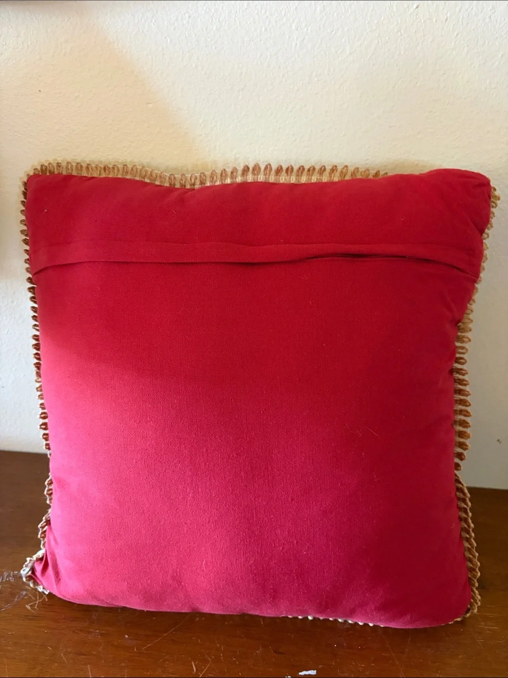 Holiday Joy Embroidered Stripe Throw Pillow - Cream & Red